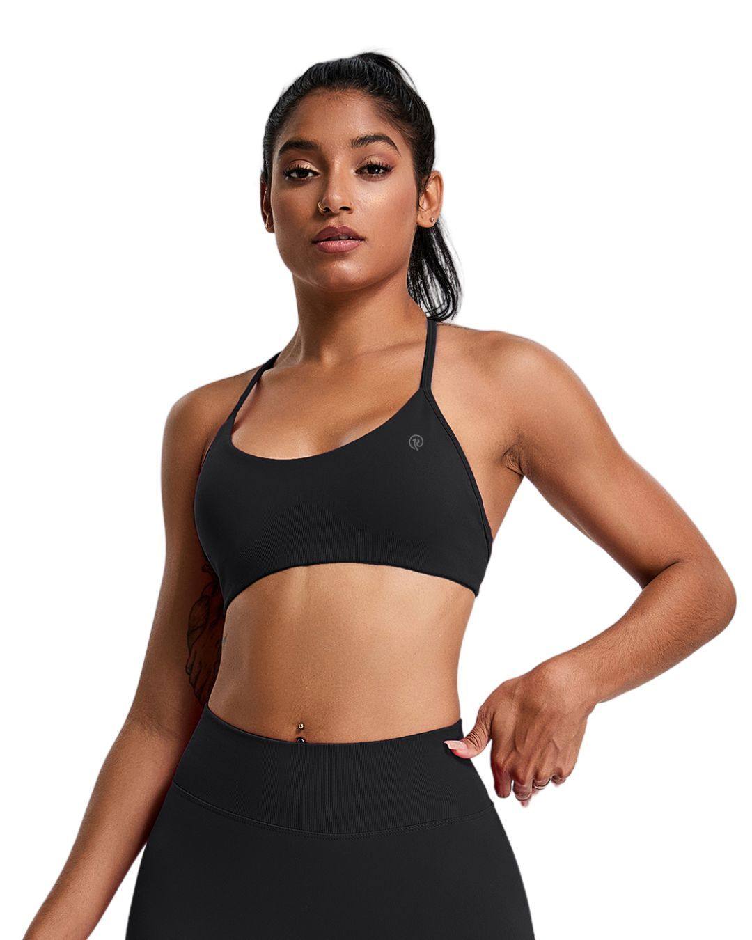 ORU ELURA SPORTS BRA black with 4-way stretch knit and T-shape back for versatile sports activities
