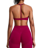 ORU ELURA SPORTS BRA in burgundy with T-shape back and 4-way stretch fabric for flexible fit