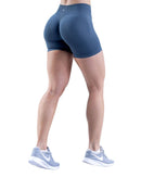 High-stretch, durable Impact Shorts with subtle glute contour in blue.