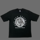 LIMITED ORU Drop Shoulder black cotton T-shirt with DTG print and double neckline stitching.