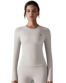 Everyday Long Sleeve Top in black, slim fit, stretchy fabric, round neckline.