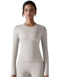 Everyday Long Sleeve Top in black, slim fit, stretchy fabric, round neckline.