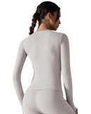 Everyday Long Sleeve Top in black, slim fit, stretchy fabric, round neckline.