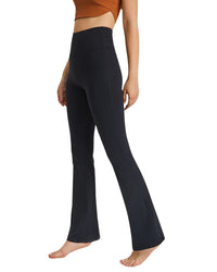 High-waist flare leggings in black with seamless, buttery soft fabric.