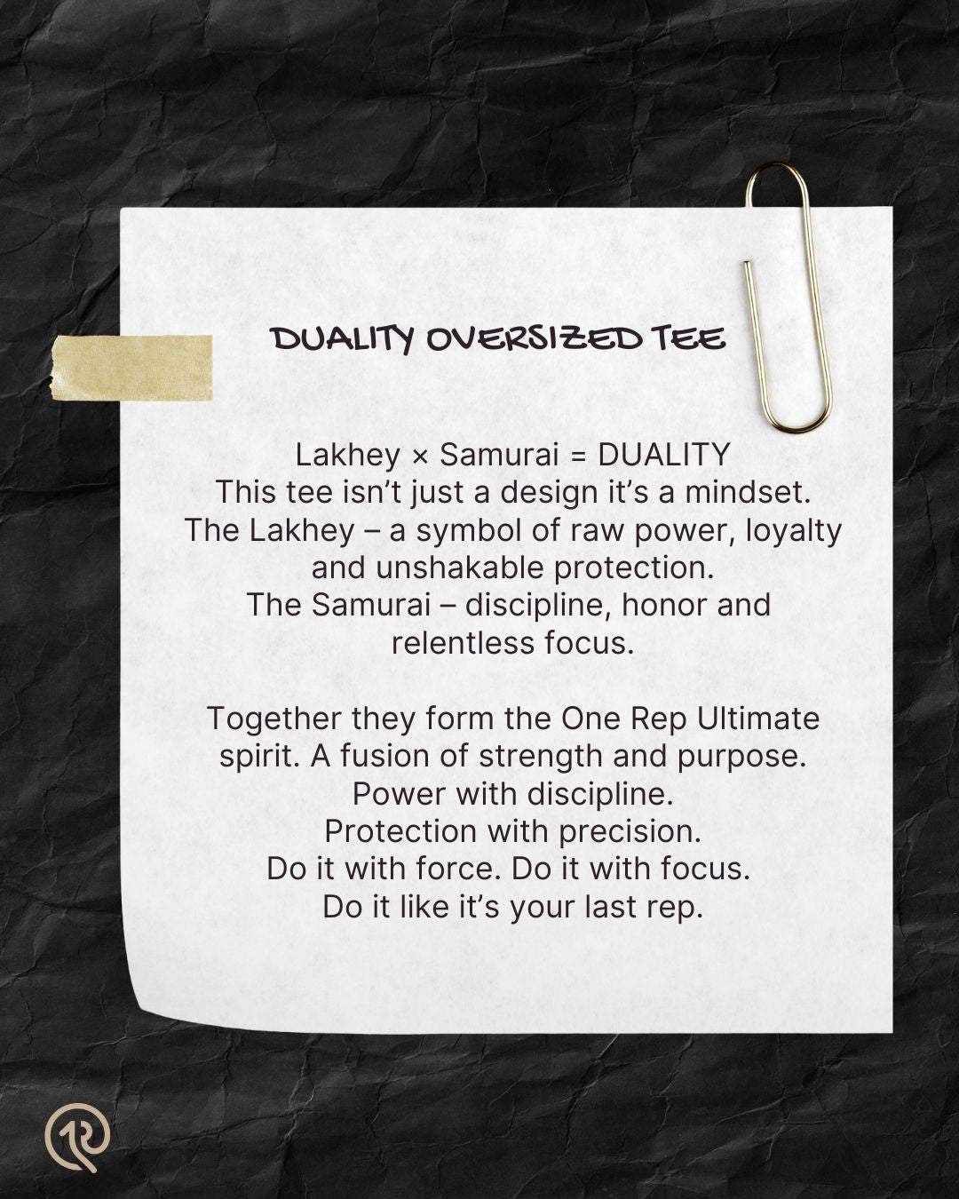 DUALITY oversized tee with text inspiration featuring Lakhey and Samurai symbolism, emphasizing strength, discipline, and focus.